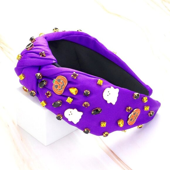 Fabulous HalloweenTheme Embellished KnottedPurple Headband